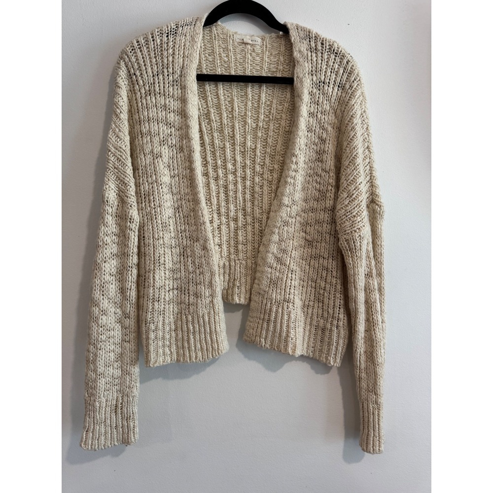 LA‎ Hearts Open Front Chunky Knit Cardigan Womens M/L Cream Ribbed Drop Shoulder - Picture 6 of 6
